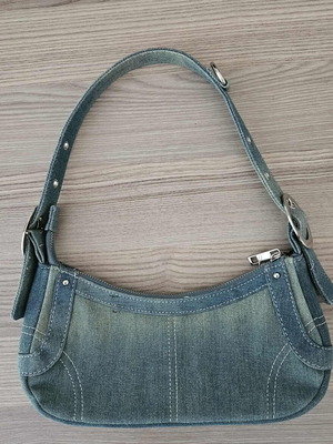 Bershka women's denim shoulder bag like new, blue