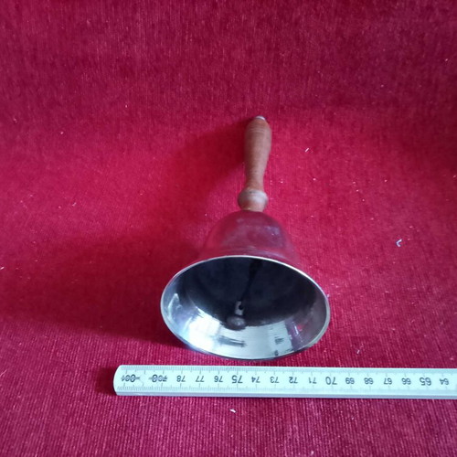 School bell 1970-80 with wooden handle and bronze plating
