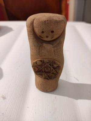 Stone figurine with medieval Pure Cross symbol like new
