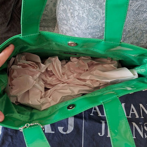 Armani Jeans handbag like new, green color with case