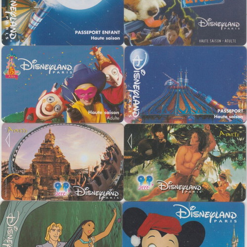 Disneyland Paris entrance cards used, pack of 9