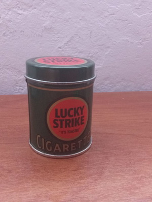 Lucky Strike metal cigarette box used, 1990s collectible