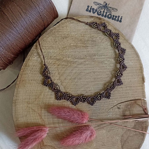 Macrame brown necklace new, handmade