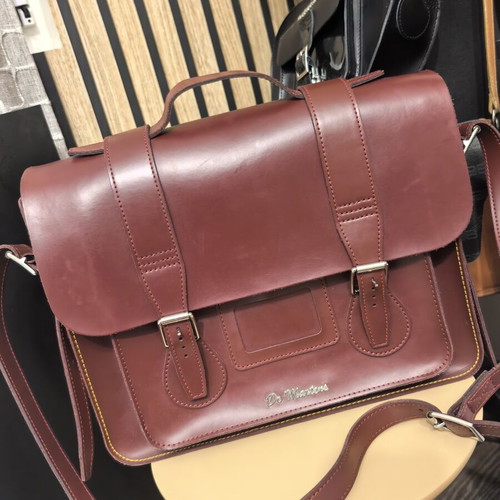 Dr. Martens leather laptop and school bag, burgundy