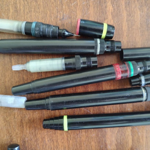Skribent vintage rapidographs used, set with spare parts