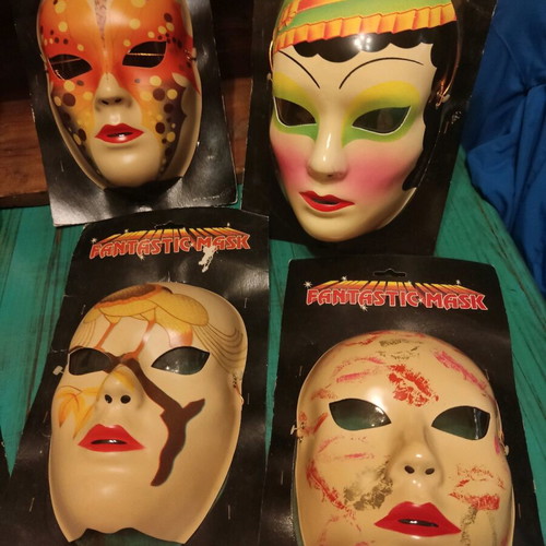Vintage masks unused, set of 7 futuristic