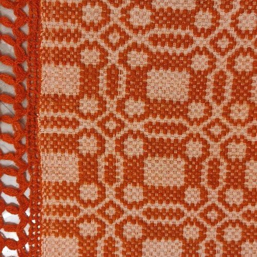 Handwoven Blanket like new with geometric caramel patterns