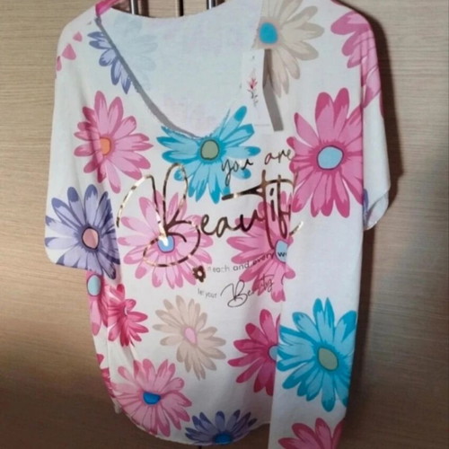 Short Sleeve Blouse New Collection Italy one size white multicolor new