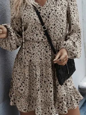 Floral dress beige and black, like new, size S