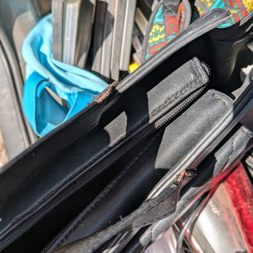 Women's handbag used, black, handles need replacement