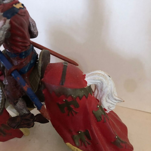 Papo figure knight with horse used, old toy