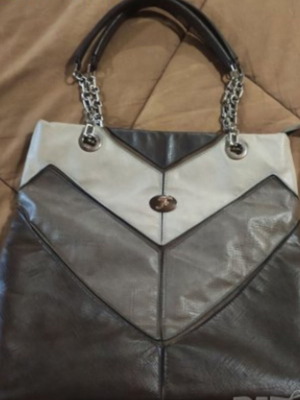 Leather women's handbag like new, brown and gray