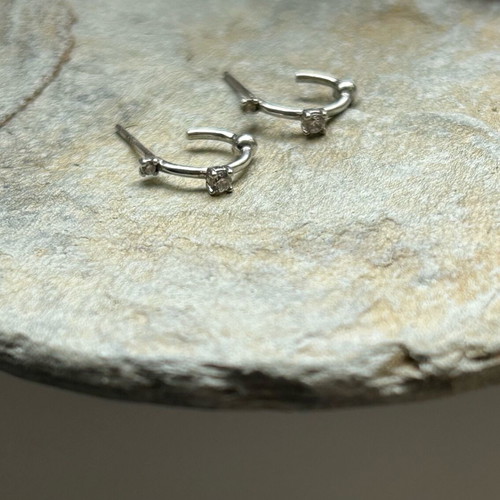 Small hoop earrings with zirconia silver 925 new