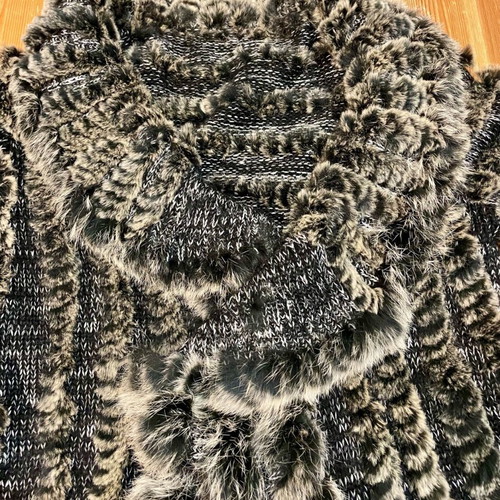 Lapin fur jacket like new, black and beige