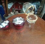 Decorative eggs used, two crystal bijouterie