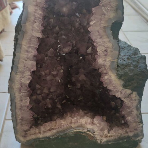 Amethyst Geode new with calcite crystal from Brazil