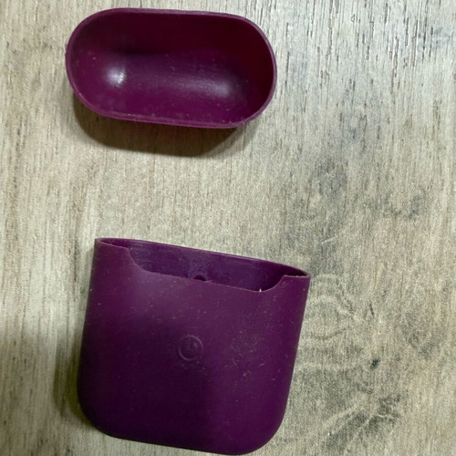 AirPods case used, purple color