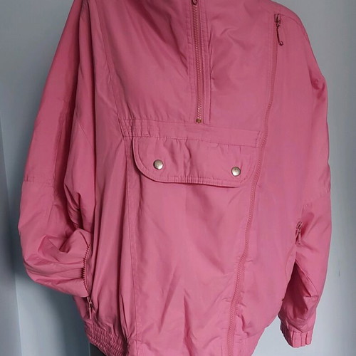 Vintage warm padded jacket with hidden hood Rodeo by C&A used, pink