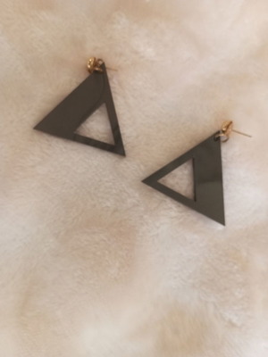 Handmade plexiglass earrings like new, black and gold
