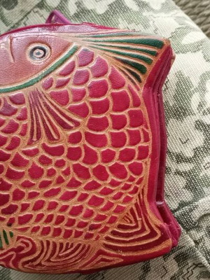 Leather wallet style boho new, multicolored