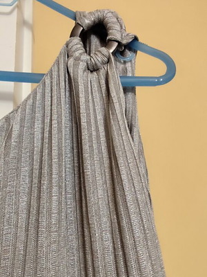 Maxi dress with one shoulder silver gray metallic new