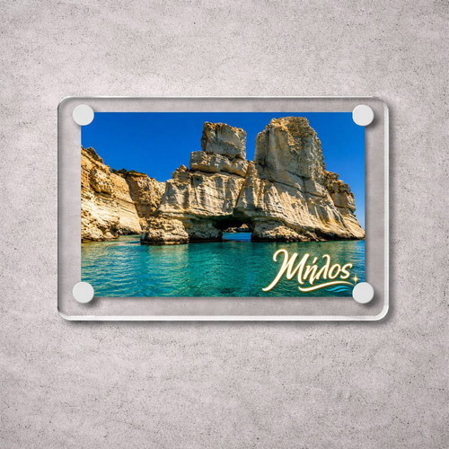 Acrylic fridge magnet 6x9cm, Milos, Greek summer collection