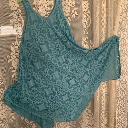Turquoise lace dress like new, cotton blend, wedding and events