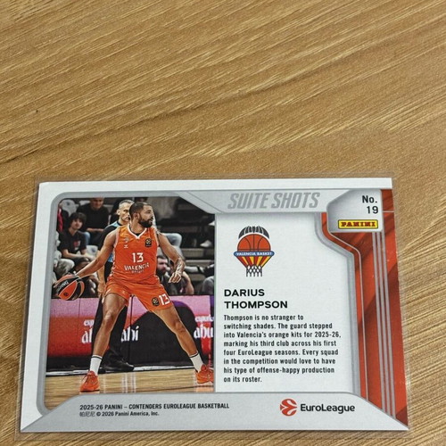Panini Contenders Euroleague Suite Shots Card Darius Thompson 2025-26 like new
