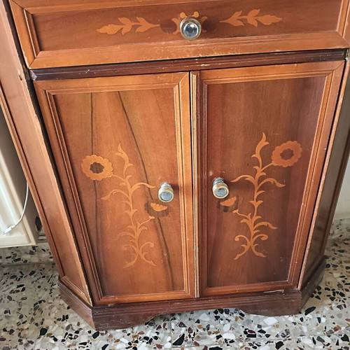 Vintage tall round table and entrance cabinet