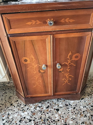 Vintage tall round table and entrance cabinet