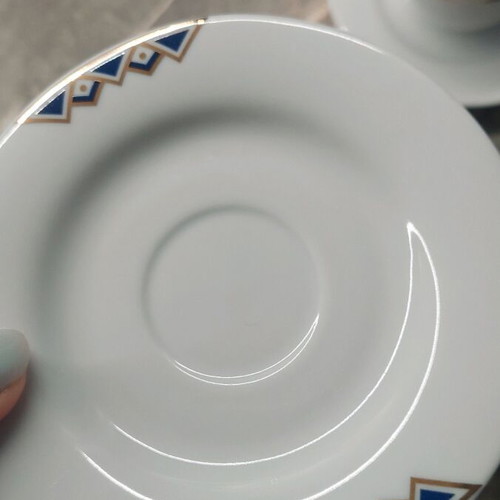 Porcelain cups for Greek coffee set of 6 like new with saucers