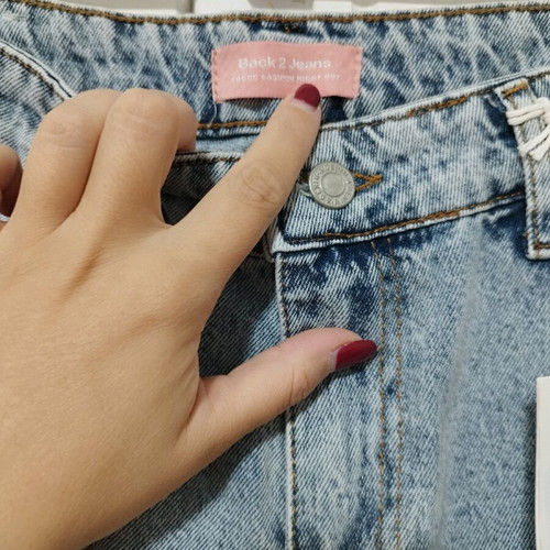 Mum cut jeans new with tag, blue and turquoise