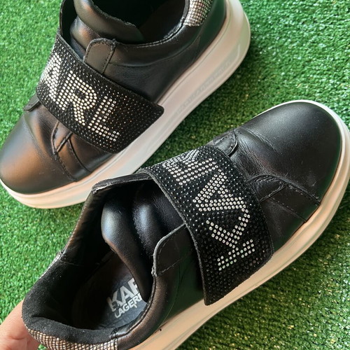 Karl Lagerfeld women's sneakers used, black leather, velcro, size 37