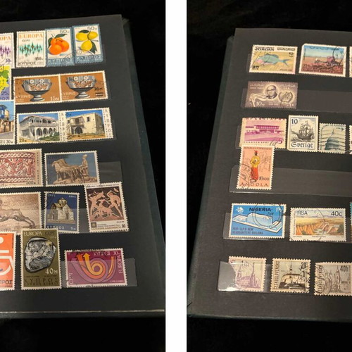 Vintage άλμπουμ με μεγάλη διεθνή συλλογή σφραγισμένων γραμματοσήμων μεταχειρισμένο