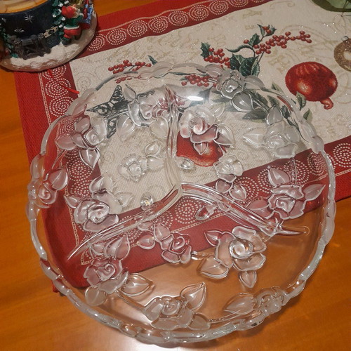 Crystal fondue dish for nuts new