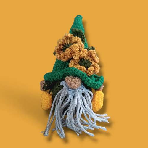 Handmade knitted gnome decorative with cotton and acrylic yarn new