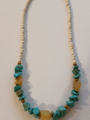 Necklace 88805 handmade, new, yellow and turquoise