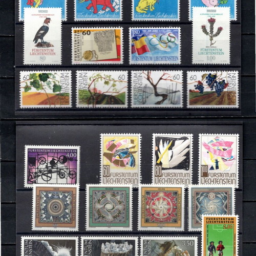 Liechtenstein complete year 1994, 8 complete stamp series new