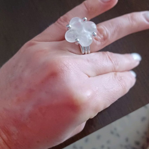 Loisir silver ring size 51 with transparent white stone