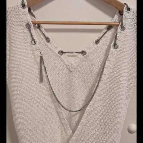 Guess Jeans vintage white knitted top with chains, size M