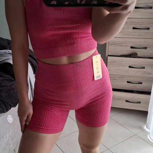 Sports set new with push up fit pink