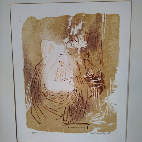Erotas silk screen print by G. Varlamos, signed and numbered