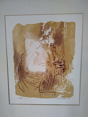 Erotas silk screen print by G. Varlamos, signed and numbered
