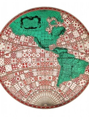 America map wooden wall art new, red-teal 60x1.5x60