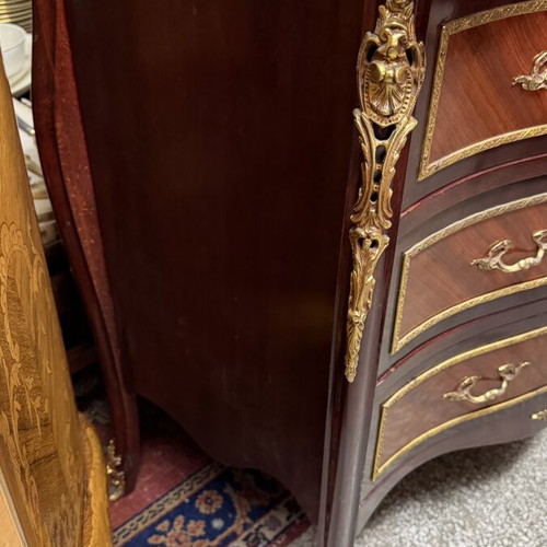 Marquetry chest of drawers like new with marble top
