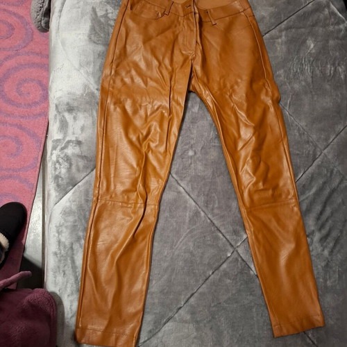 Camel faux leather pants like new, brown, size S
