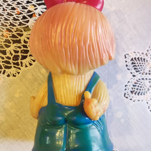Vintage rubber figure girl used, Soviet Union 70-80s
