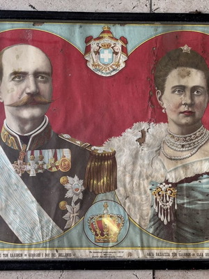 Historical 1912 Chromolithograph of King George I and Queen Olga used