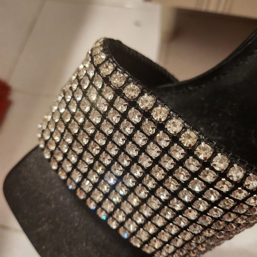 Ideal Shoes black sandals with rhinestones new, size 39