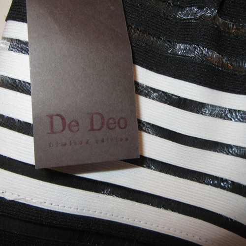 De Deo mini skirt black and white striped party semi-transparent new